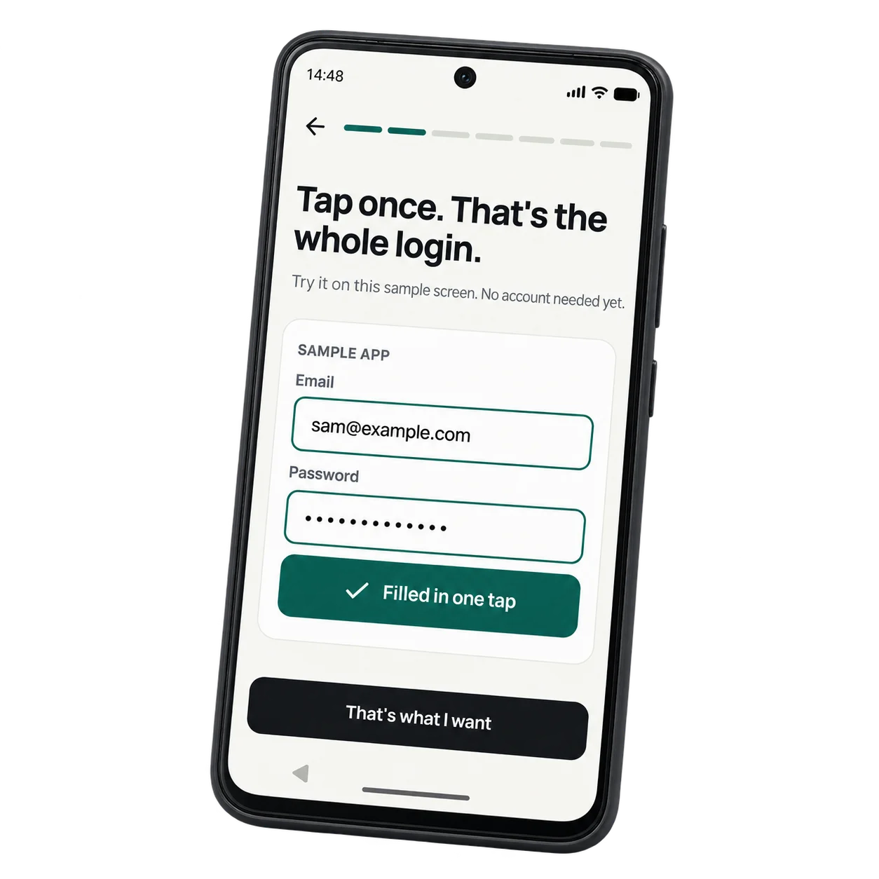 Demonstração de preenchimento de login no PassFlow